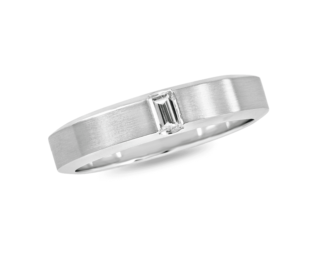 Mens 5mm Baguette Diamond Band